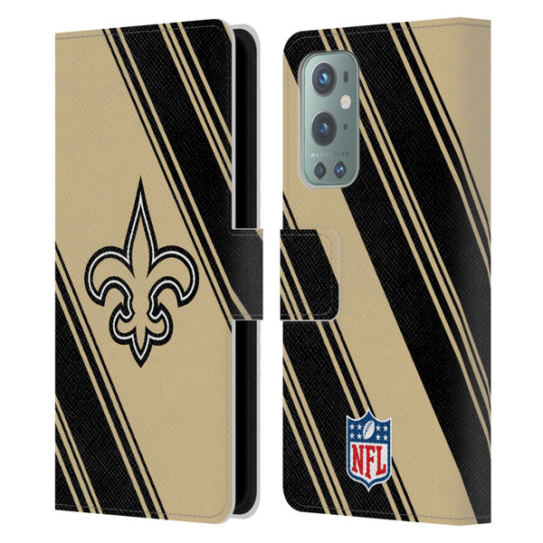 NFL New Orleans Saints Artwork Stripes Leather Book Wallet Case Cover For OnePlus 9