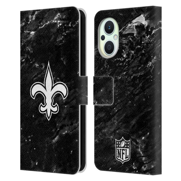 NFL New Orleans Saints Artwork Marble Leather Book Wallet Case Cover For OPPO Reno8 Lite