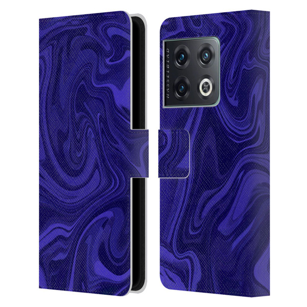 Suzan Lind Marble Indigo Leather Book Wallet Case Cover For OnePlus 10 Pro