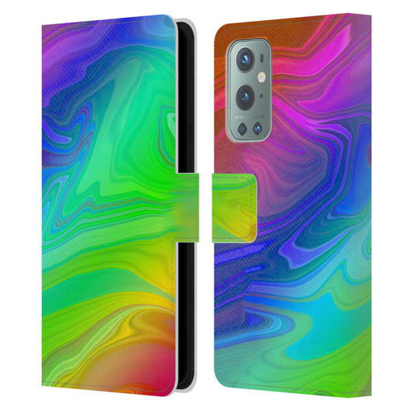 Suzan Lind Marble Rainbow Leather Book Wallet Case Cover For OnePlus 9