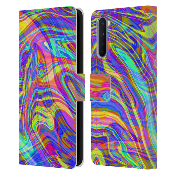 Suzan Lind Marble Illusion Rainbow Leather Book Wallet Case Cover For OnePlus Nord 5G