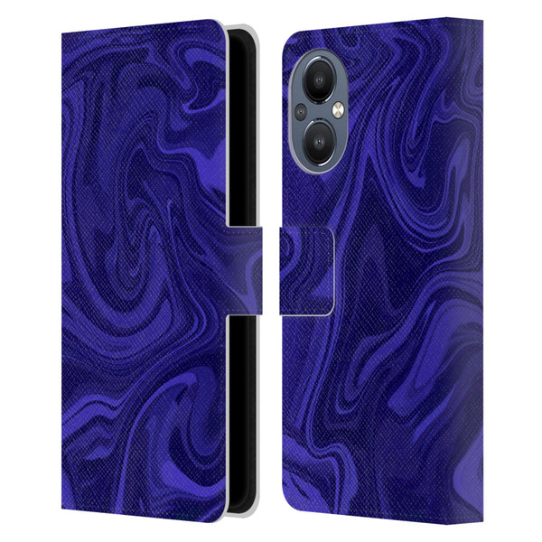Suzan Lind Marble Indigo Leather Book Wallet Case Cover For OnePlus Nord N20 5G
