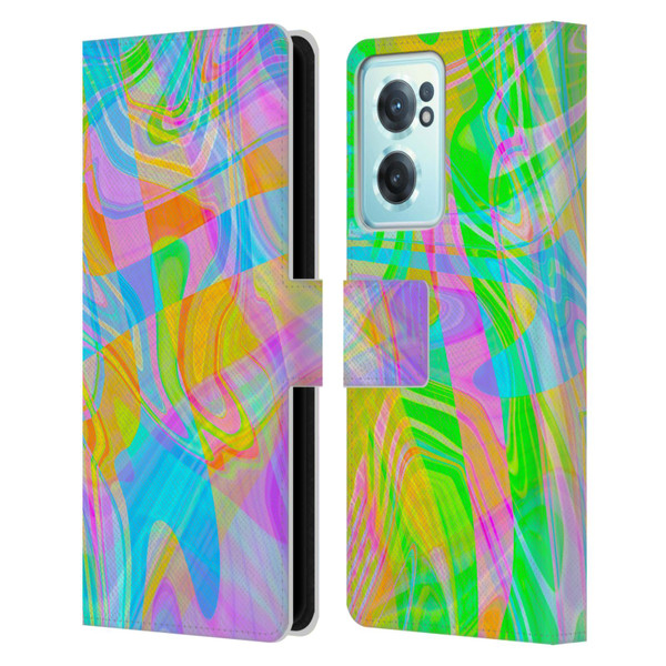 Suzan Lind Marble Abstract Rainbow Leather Book Wallet Case Cover For OnePlus Nord CE 2 5G