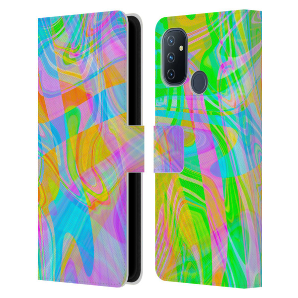 Suzan Lind Marble Abstract Rainbow Leather Book Wallet Case Cover For OnePlus Nord N100