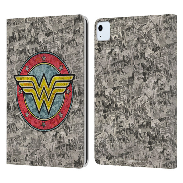 Wonder Woman DC Comics Vintage Art Comics Logo Leather Book Wallet Case Cover For Apple iPad Air 11 2020/2022/2024