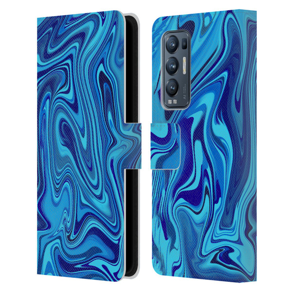 Suzan Lind Marble Blue Leather Book Wallet Case Cover For OPPO Find X3 Neo / Reno5 Pro+ 5G