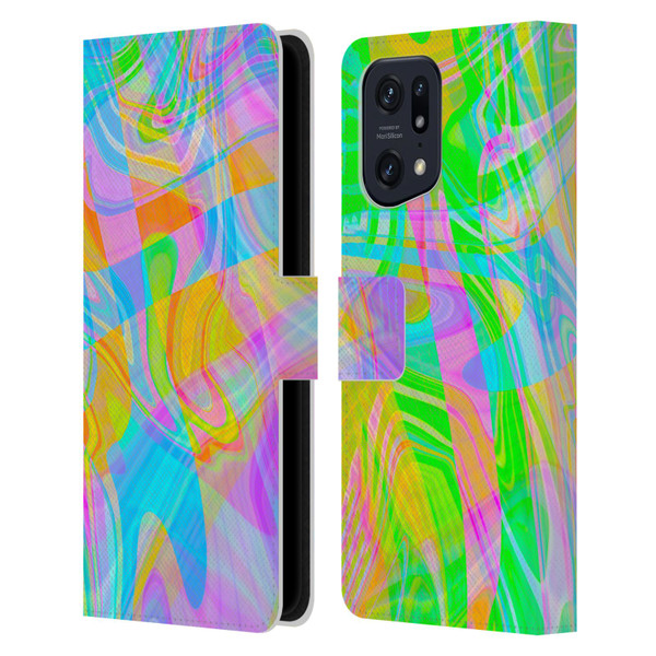 Suzan Lind Marble Abstract Rainbow Leather Book Wallet Case Cover For OPPO Find X5