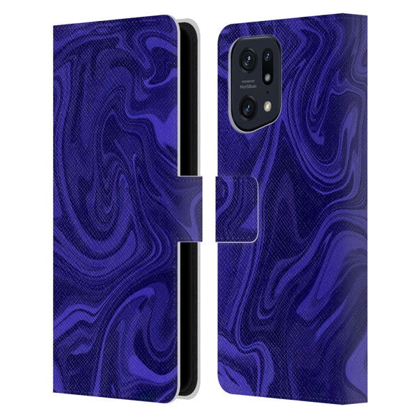 Suzan Lind Marble Indigo Leather Book Wallet Case Cover For OPPO Find X5