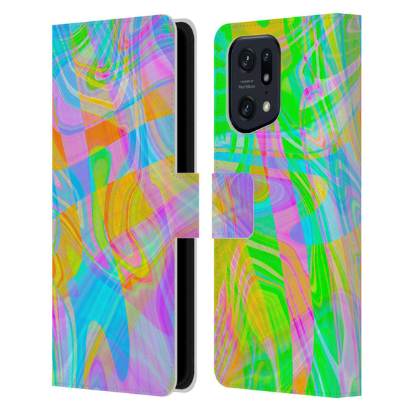 Suzan Lind Marble Abstract Rainbow Leather Book Wallet Case Cover For OPPO Find X5 Pro