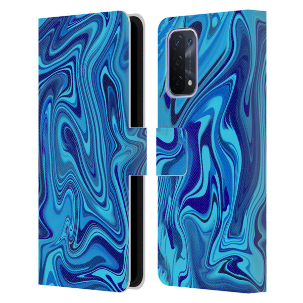 Suzan Lind Marble Blue Leather Book Wallet Case Cover For OPPO A54 5G