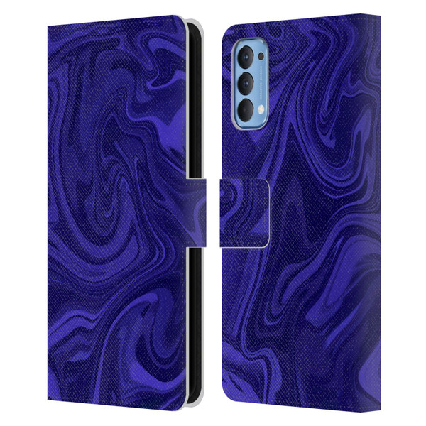 Suzan Lind Marble Indigo Leather Book Wallet Case Cover For OPPO Reno 4 5G