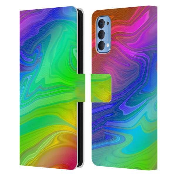 Suzan Lind Marble Rainbow Leather Book Wallet Case Cover For OPPO Reno 4 5G