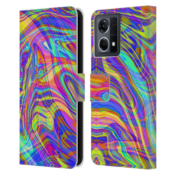 Suzan Lind Marble Illusion Rainbow Leather Book Wallet Case Cover For OPPO Reno8 4G