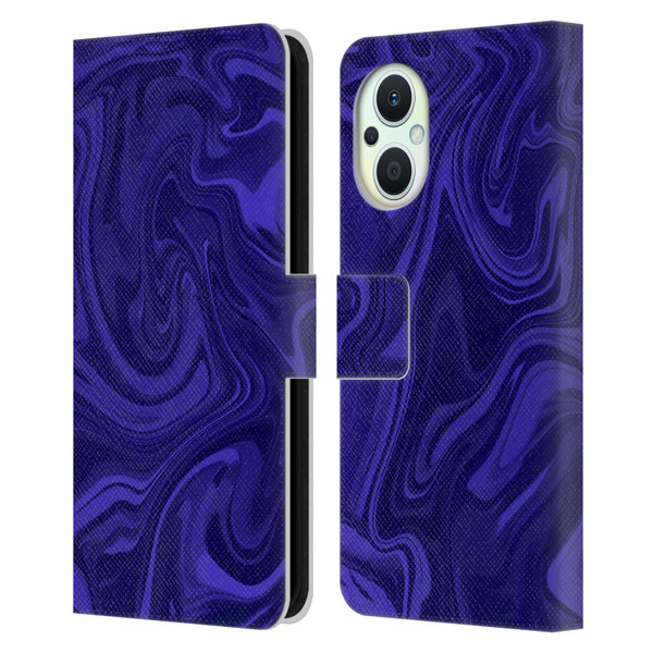 Suzan Lind Marble Indigo Leather Book Wallet Case Cover For OPPO Reno8 Lite
