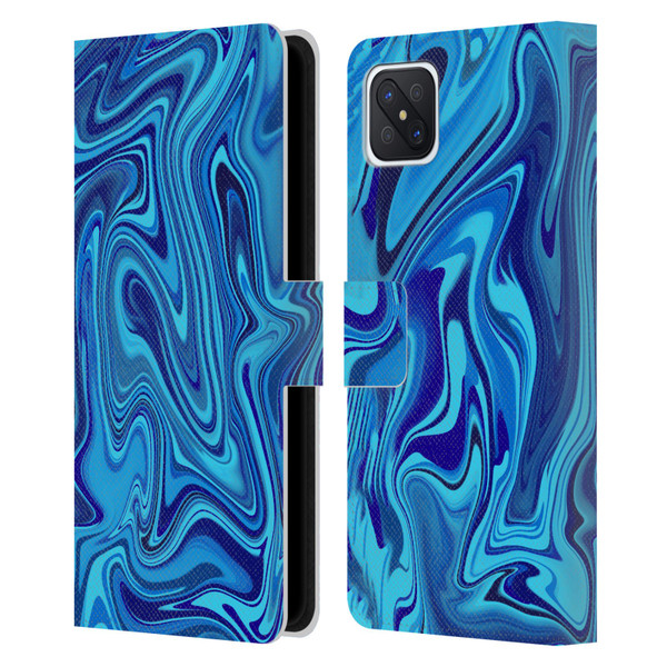 Suzan Lind Marble Blue Leather Book Wallet Case Cover For OPPO Reno4 Z 5G