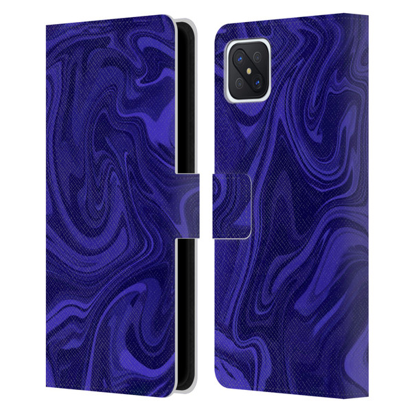 Suzan Lind Marble Indigo Leather Book Wallet Case Cover For OPPO Reno4 Z 5G