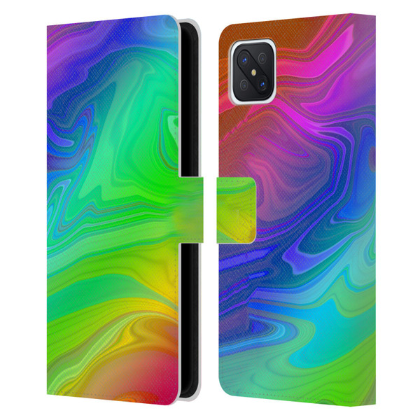 Suzan Lind Marble Rainbow Leather Book Wallet Case Cover For OPPO Reno4 Z 5G