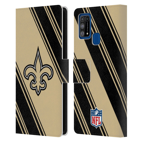 NFL New Orleans Saints Artwork Stripes Leather Book Wallet Case Cover For Samsung Galaxy M31 (2020)