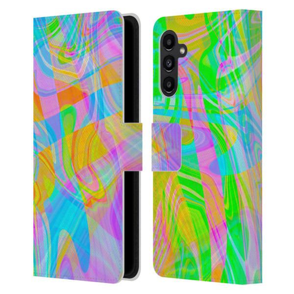 Suzan Lind Marble Abstract Rainbow Leather Book Wallet Case Cover For Samsung Galaxy A13 5G (2021)