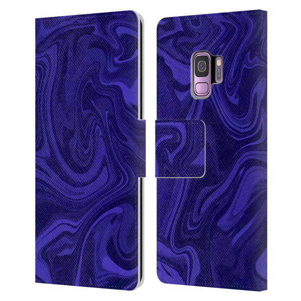 Suzan Lind Marble Indigo Leather Book Wallet Case Cover For Samsung Galaxy S9