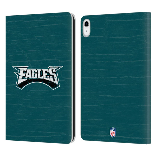 NFL Philadelphia Eagles Logo Distressed Look Leather Book Wallet Case Cover For Apple iPad 10.9 2022/2025