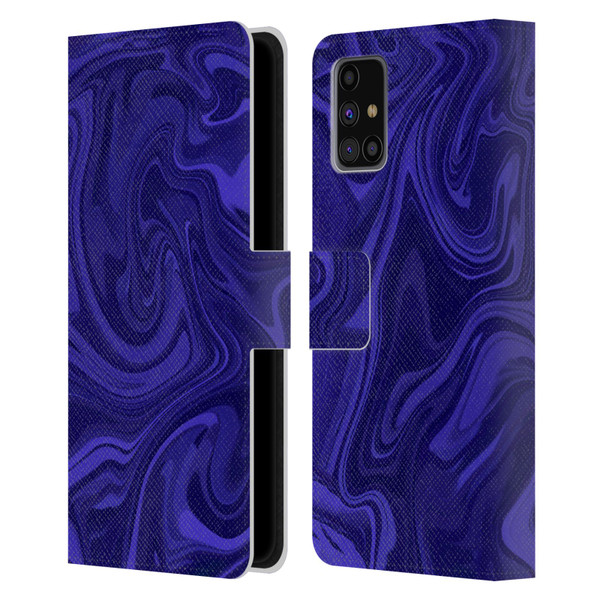 Suzan Lind Marble Indigo Leather Book Wallet Case Cover For Samsung Galaxy M31s (2020)