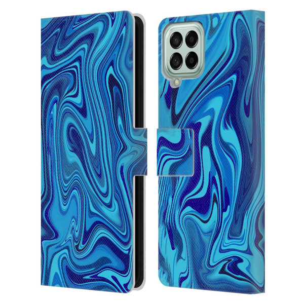 Suzan Lind Marble Blue Leather Book Wallet Case Cover For Samsung Galaxy M53 (2022)