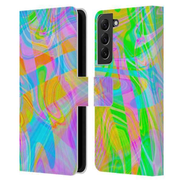 Suzan Lind Marble Abstract Rainbow Leather Book Wallet Case Cover For Samsung Galaxy S22+ 5G