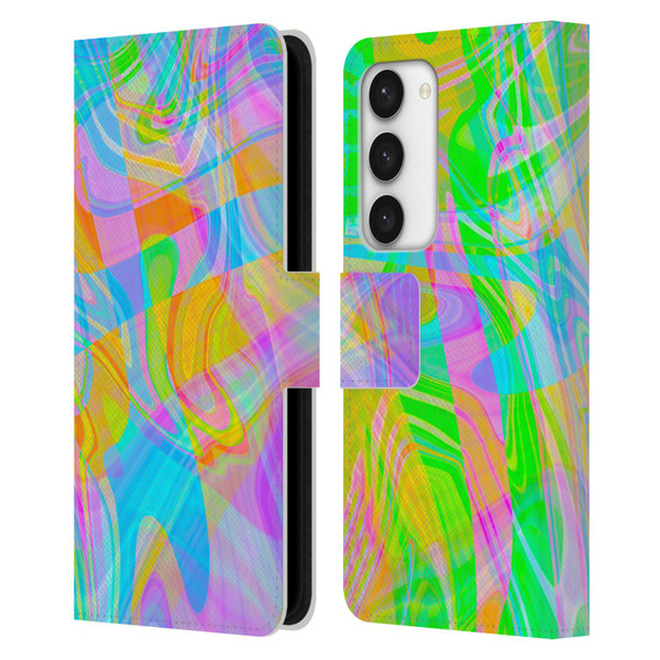 Suzan Lind Marble Abstract Rainbow Leather Book Wallet Case Cover For Samsung Galaxy S23 5G