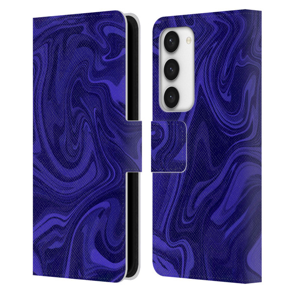 Suzan Lind Marble Indigo Leather Book Wallet Case Cover For Samsung Galaxy S23 5G