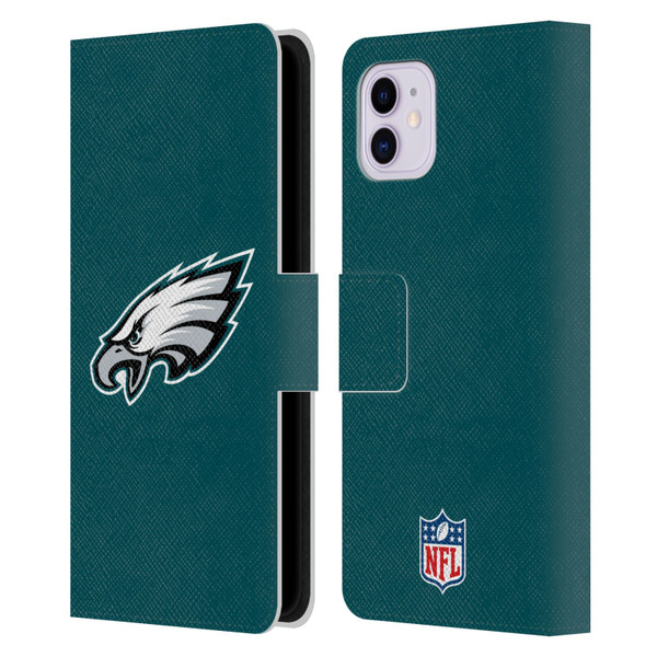 NFL Philadelphia Eagles Logo Plain Leather Book Wallet Case Cover For Apple iPhone 11