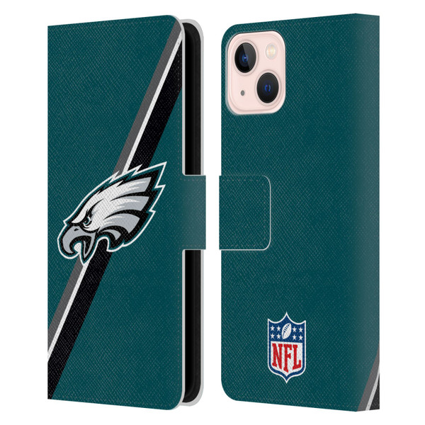 NFL Philadelphia Eagles Logo Stripes Leather Book Wallet Case Cover For Apple iPhone 13