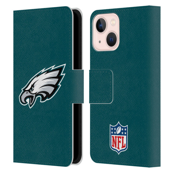 NFL Philadelphia Eagles Logo Plain Leather Book Wallet Case Cover For Apple iPhone 13 Mini