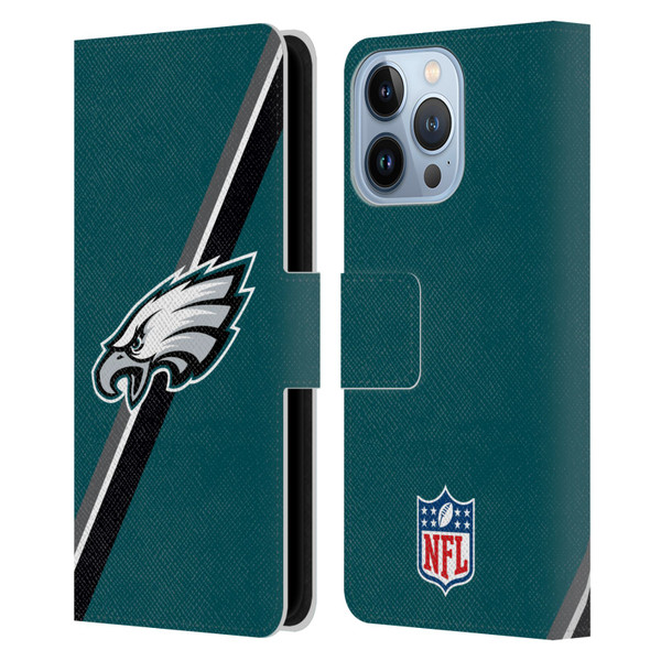 NFL Philadelphia Eagles Logo Stripes Leather Book Wallet Case Cover For Apple iPhone 13 Pro