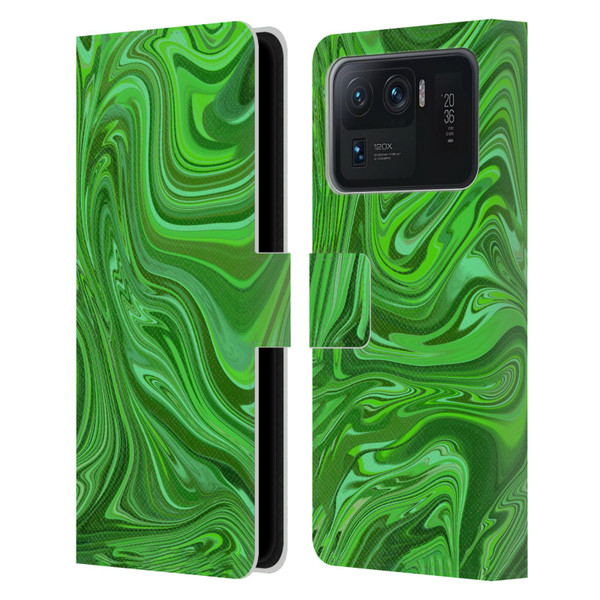 Suzan Lind Marble Emerald Green Leather Book Wallet Case Cover For Xiaomi Mi 11 Ultra