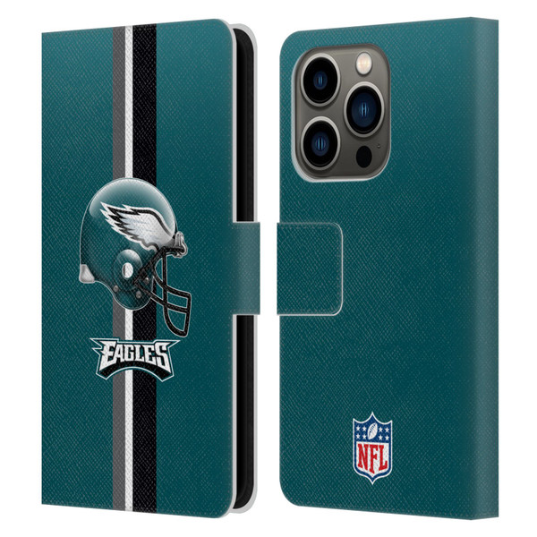 NFL Philadelphia Eagles Logo Helmet Leather Book Wallet Case Cover For Apple iPhone 14 Pro