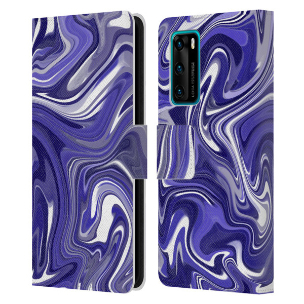 Suzan Lind Marble 2 Dark Violet Leather Book Wallet Case Cover For Huawei P40 5G