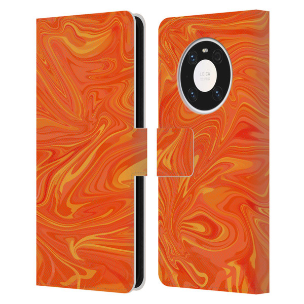 Suzan Lind Marble 2 Honey Orange Leather Book Wallet Case Cover For Huawei Mate 40 Pro 5G