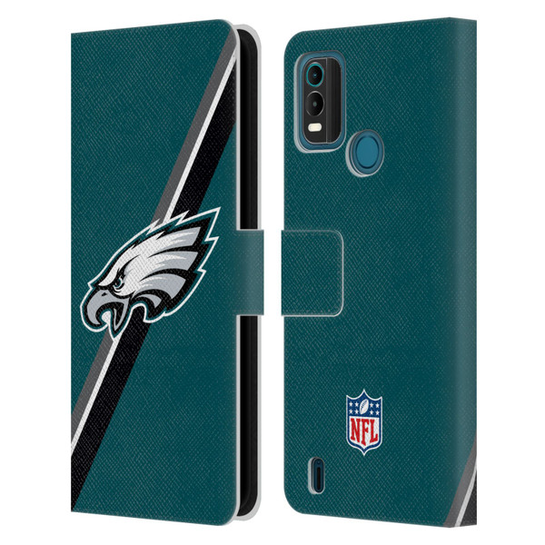NFL Philadelphia Eagles Logo Stripes Leather Book Wallet Case Cover For Nokia G11 Plus