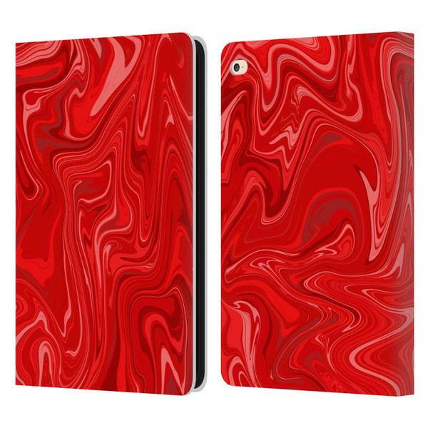 Suzan Lind Marble 2 Red Leather Book Wallet Case Cover For Apple iPad Air 2 (2014)