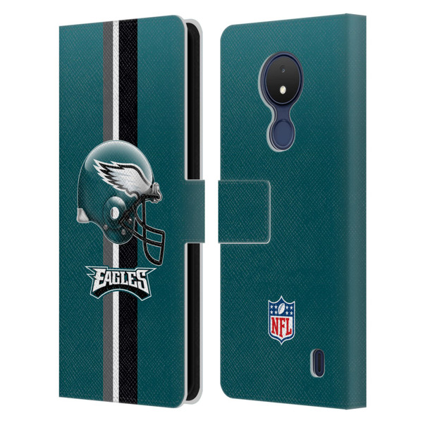 NFL Philadelphia Eagles Logo Helmet Leather Book Wallet Case Cover For Nokia C21