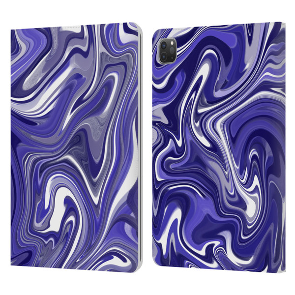 Suzan Lind Marble 2 Dark Violet Leather Book Wallet Case Cover For Apple iPad Pro 11 2020 / 2021 / 2022