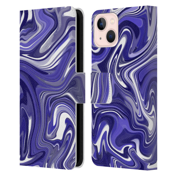 Suzan Lind Marble 2 Dark Violet Leather Book Wallet Case Cover For Apple iPhone 13