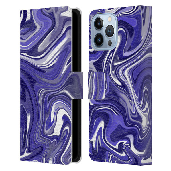 Suzan Lind Marble 2 Dark Violet Leather Book Wallet Case Cover For Apple iPhone 13 Pro Max