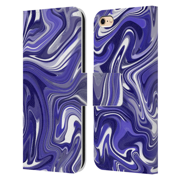 Suzan Lind Marble 2 Dark Violet Leather Book Wallet Case Cover For Apple iPhone 6 / iPhone 6s