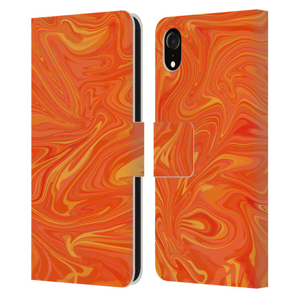 Suzan Lind Marble 2 Honey Orange Leather Book Wallet Case Cover For Apple iPhone XR