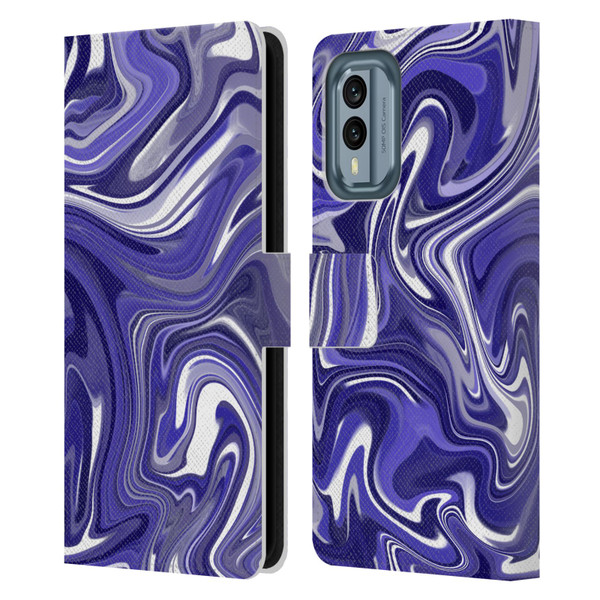 Suzan Lind Marble 2 Dark Violet Leather Book Wallet Case Cover For Nokia X30