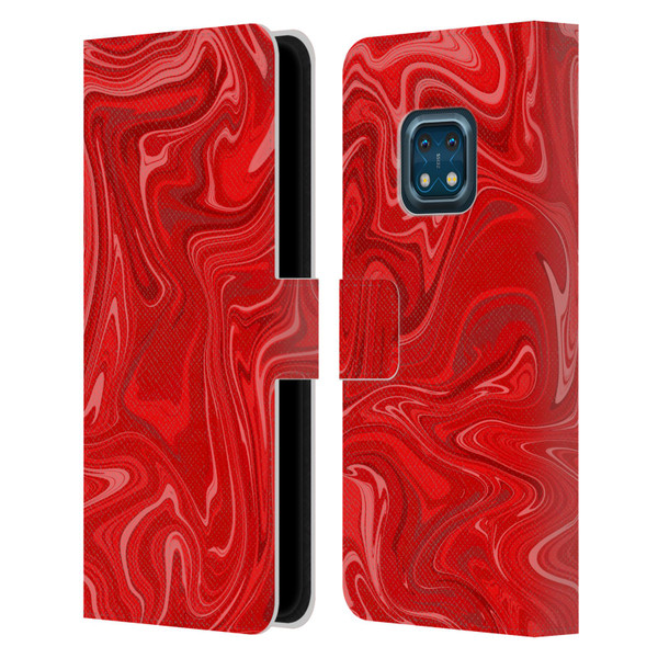 Suzan Lind Marble 2 Red Leather Book Wallet Case Cover For Nokia XR20