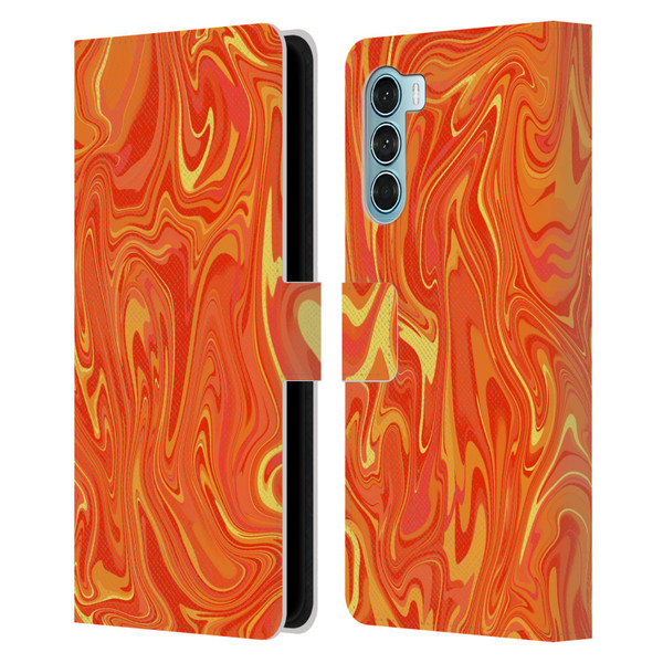 Suzan Lind Marble 2 Orange Leather Book Wallet Case Cover For Motorola Edge S30 / Moto G200 5G