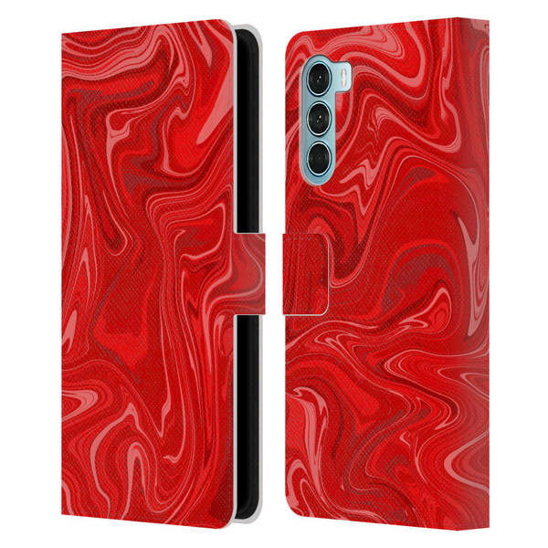 Suzan Lind Marble 2 Red Leather Book Wallet Case Cover For Motorola Edge S30 / Moto G200 5G